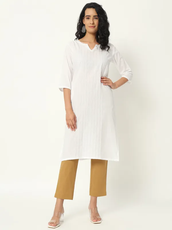 White_Cotton_Straight_Long_Kurta_For_Women