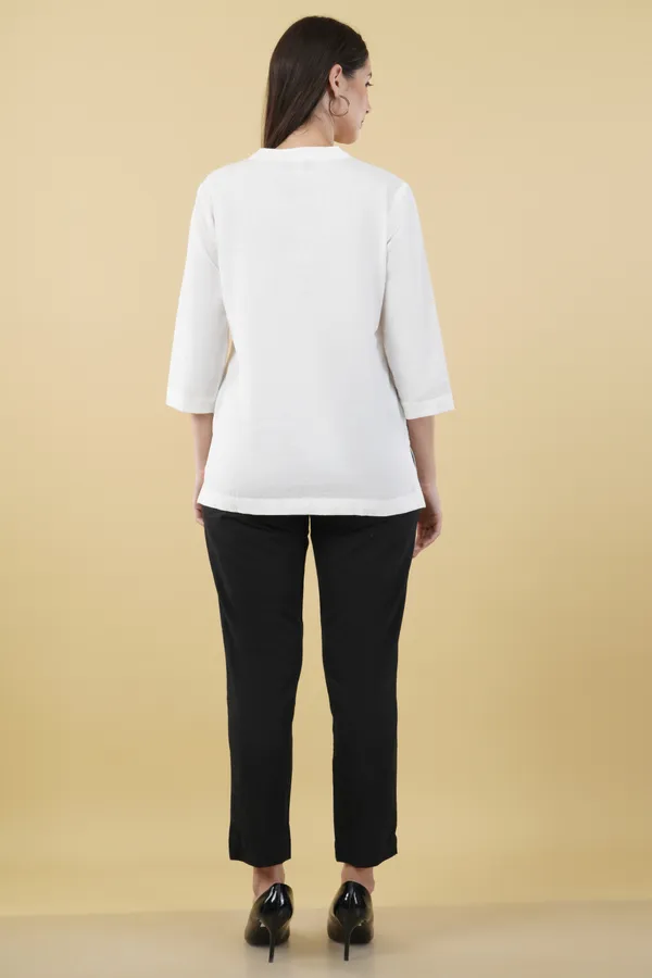 White_Cotton_Linen_Notch_Neck_Top_For_Women