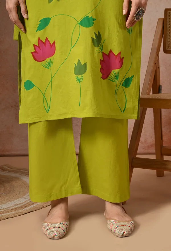 Lime_Green_Cotton_Floral_Print_3-Piece_Suit_Set_With_Dupatta_For_Women