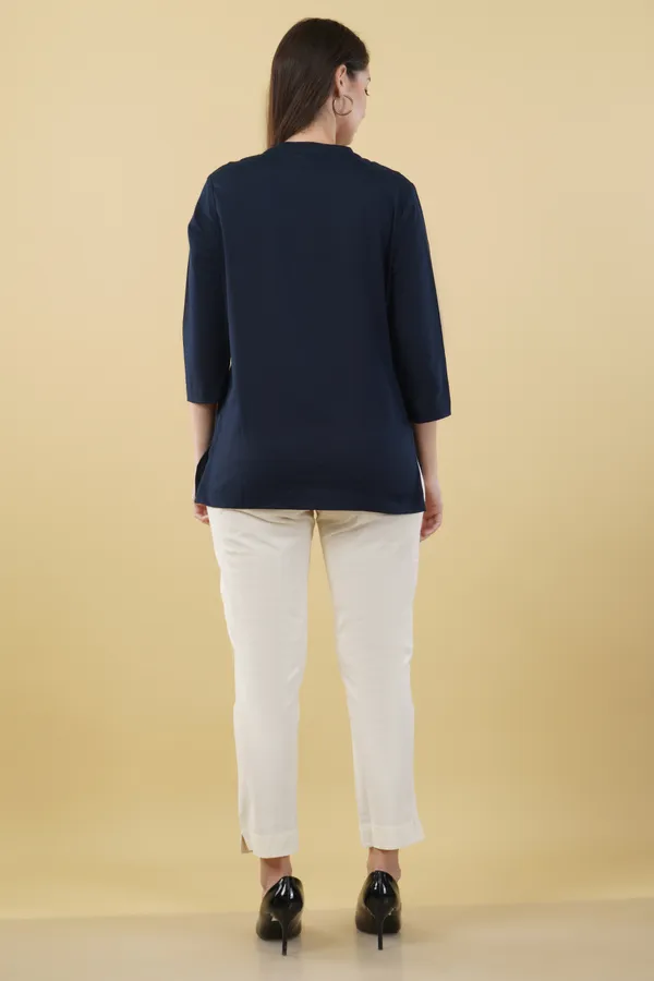 Navy_Blue_Cotton_Linen_Regular_Fit_Top_For_Women