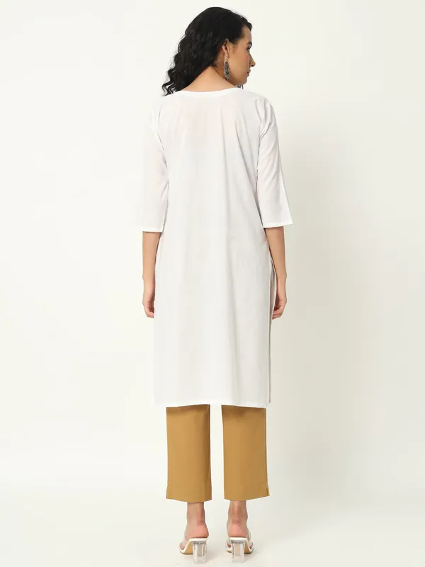 White_Cotton_Straight_Long_Kurta_For_Women