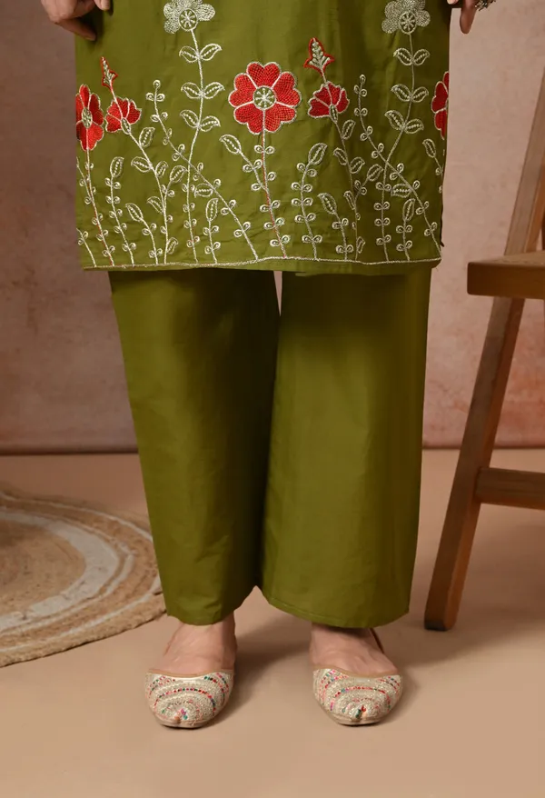 Olive_Green_Cotton_Floral_Embroidered_3-Piece_Suit_Set_For_Women