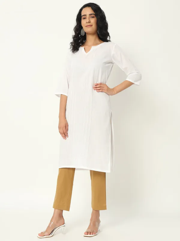 White_Cotton_Straight_Long_Kurta_For_Women