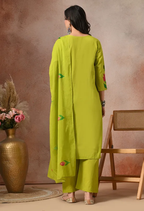 Lime_Green_Cotton_Floral_Print_3-Piece_Suit_Set_With_Dupatta_For_Women