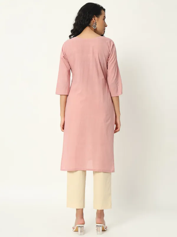 Pink_Cotton_Straight_Pintuck_Long_Kurta_For_Women