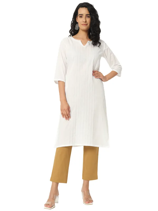 White_Cotton_Straight_Long_Kurta_For_Women
