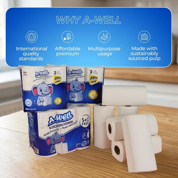 A-WELL_Kitchen_Tissue_Roll|_Super_Absorbent_Paper_Towels_|_Soft_&_Strong_Kitchen_Roll_for_Oil_Absorption,_Cleaning_&_Wiping_|_Multipurpose_Tissue_Paper_for_Home_(Kitchen_Towel_(3_PLY)_Combo_Of_6_Rolls)