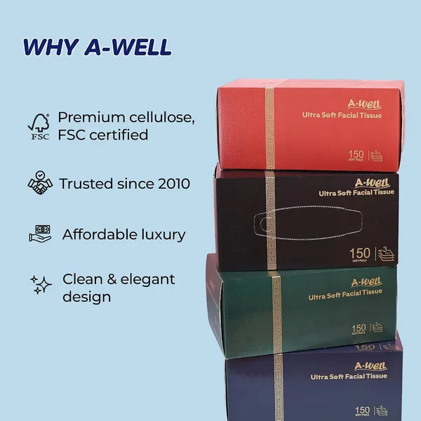 A-WELL_Facial_Tissue_Paper_3_Ply,_Soft_&_Absorbent_Tissue,_150_Pulls_per_Pack,_Pack_of_3