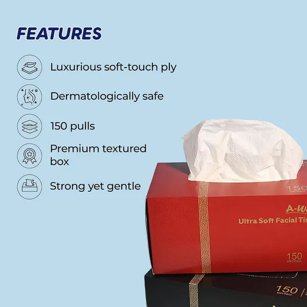 A-WELL_Facial_Tissue_Paper_3_Ply,_Soft_&_Absorbent_Tissue,_150_Pulls_per_Pack,_Pack_of_3