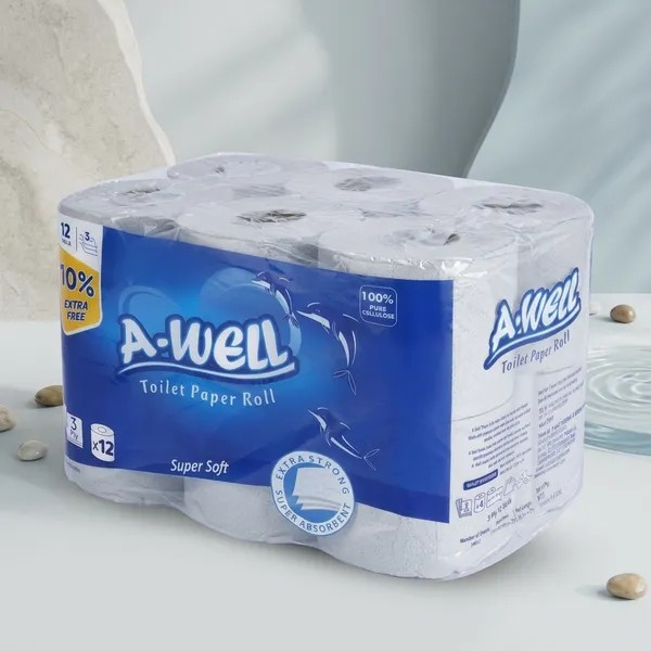 A-WELL_Toilet_Paper_12_Rolls_3_Ply_|_Ultra_Soft_&_Strong,_Highly_Absorbent,_Bathroom_Tissue,_For_Home,_Office_&_Hotel_Use