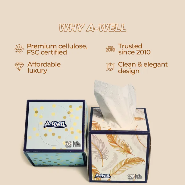 A-WELL_Facial_Tissue_Paper_|_Ultra_Soft_&_Absorbent_Face_Tissues_|_Premium_Disposable_Tissue_Paper_for_Home,_Office,_Car_&_Travel_Use_(Facial_Tissue_(3_PLY)_50_Pulls_Combo_Of_4)