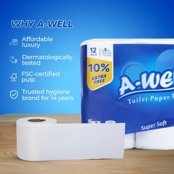 A-WELL_Toilet_Paper_12_Rolls_3_Ply_|_Ultra_Soft_&_Strong,_Highly_Absorbent,_Bathroom_Tissue,_For_Home,_Office_&_Hotel_Use