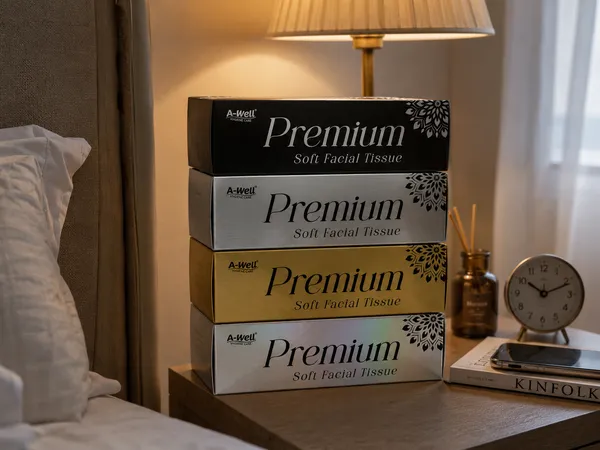 A-Well_premium_facial_tissue_(2_ply)_100_pulls_pack_of_4