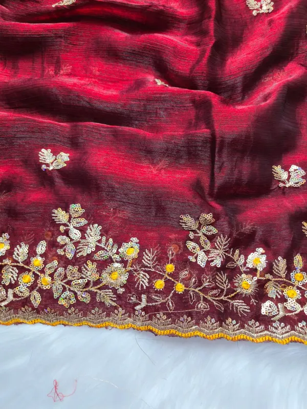 Maroon_Fandy_Satin_Silk_Saree_For_Women