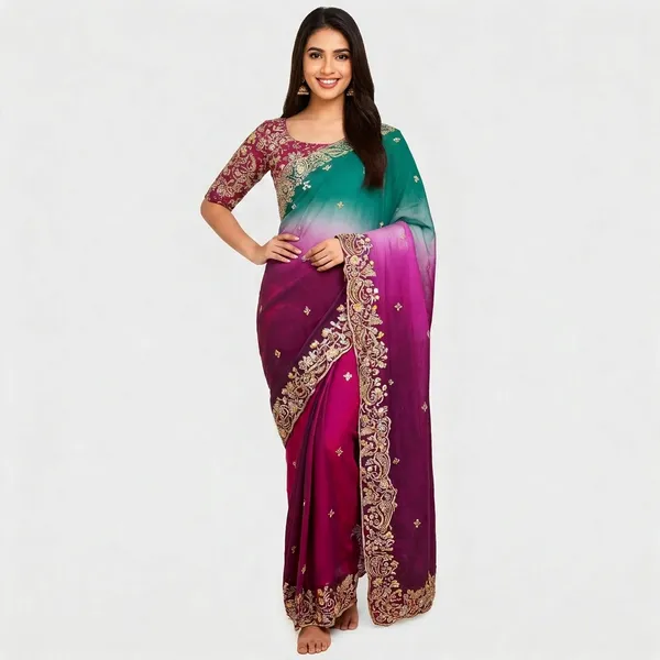 Magenta_Georgette_Saree_For_Women
