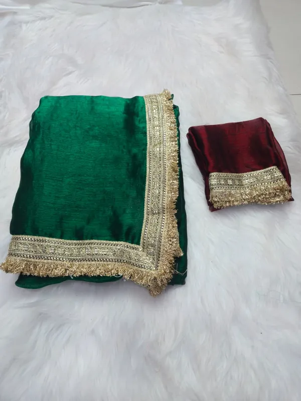 Green_Fandy_Satin_Silk_Saree_For_Women