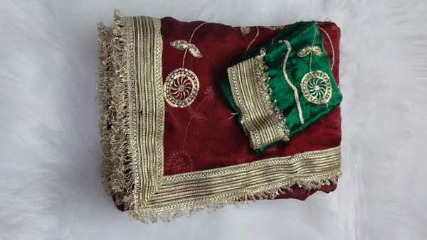 Maroon_Fandy_Satin_Silk_Saree_For_Women