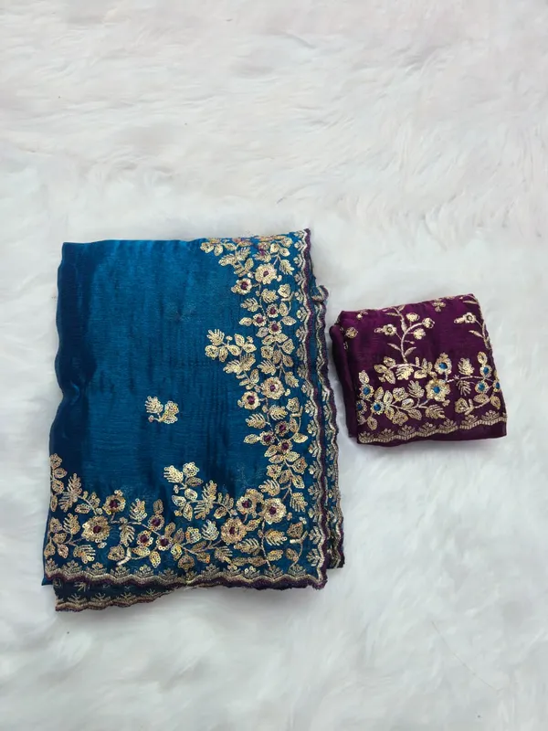 Blue_Fandy_Satin_Silk_Saree_For_Women