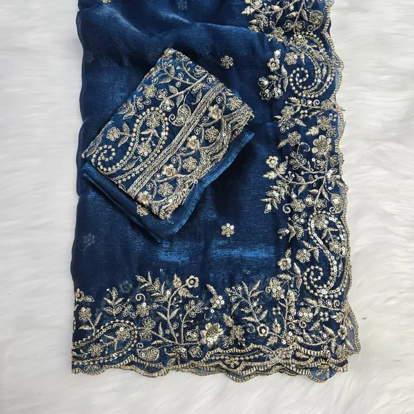 Navy_Blue_Fandy_Satin_Silk_Saree_For_Women