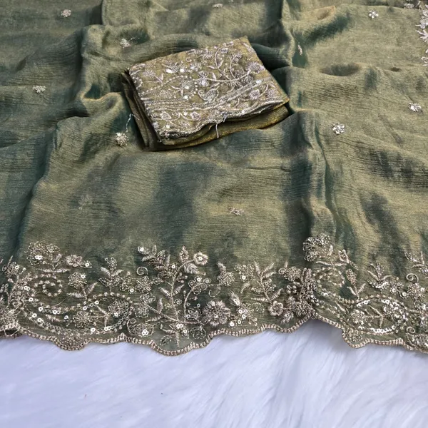 Olive_Green_Fandy_Satin_Silk_Saree_For_Women