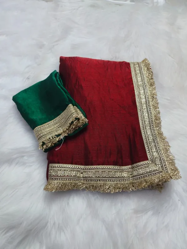Red_Fandy_Satin_Silk_Saree_For_Women