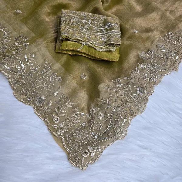 Olive_Green_Fandy_Satin_Silk_Saree_For_Women