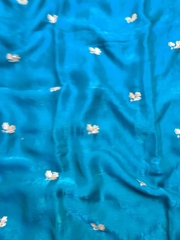 Teal_Blue_Fandy_Satin_Silk_Saree_For_Women