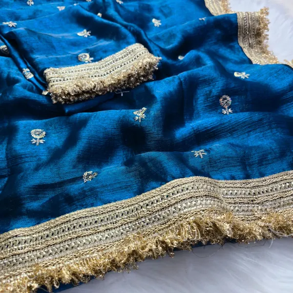 Blue_Fandy_Satin_Silk_Saree_For_Women