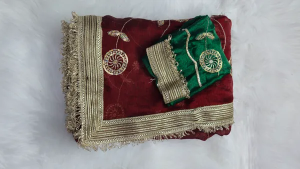 Maroon_Fandy_Satin_Silk_Saree_For_Women