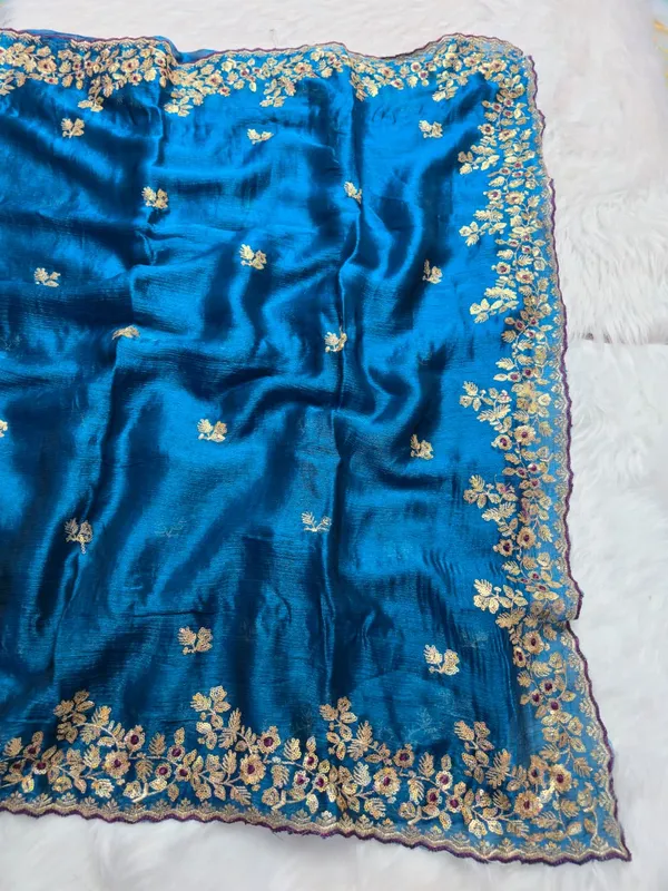 Blue_Fandy_Satin_Silk_Saree_For_Women