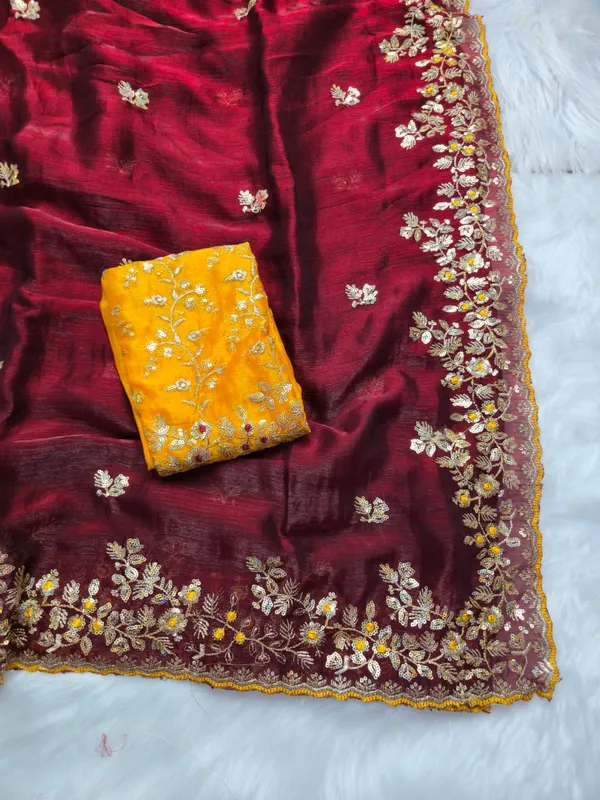 Maroon_Fandy_Satin_Silk_Saree_For_Women