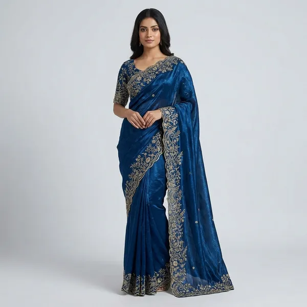 Navy_Blue_Fandy_Satin_Silk_Saree_For_Women