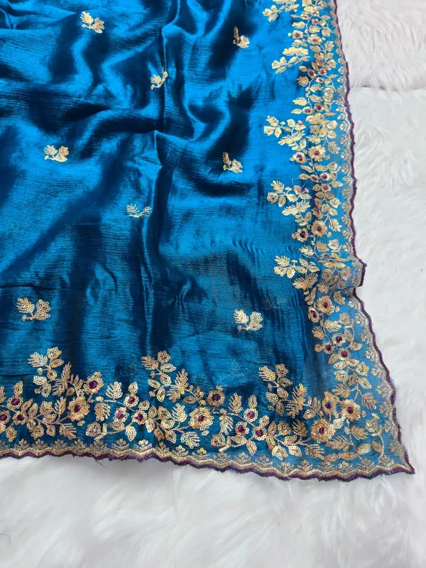 Blue_Fandy_Satin_Silk_Saree_For_Women