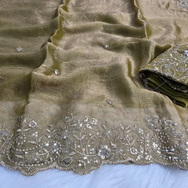 Olive_Green_Fandy_Satin_Silk_Saree_For_Women