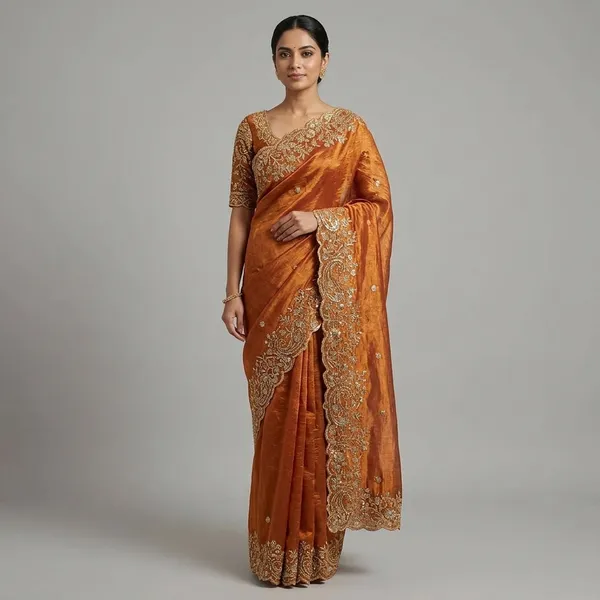 Orange_Fandy_Satin_Silk_Saree_For_Women