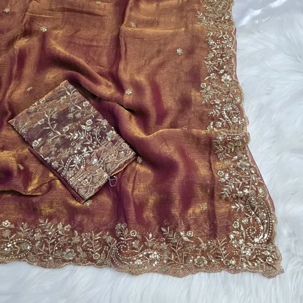 Brown_Fandy_Satin_Silk_Saree_For_Women
