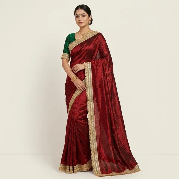 Red_Fandy_Satin_Silk_Saree_For_Women