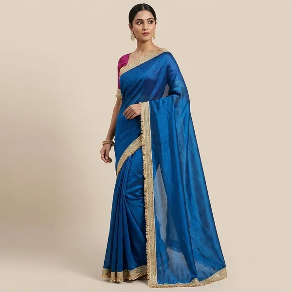 Blue_Fandy_Satin_Silk_Saree_For_Women