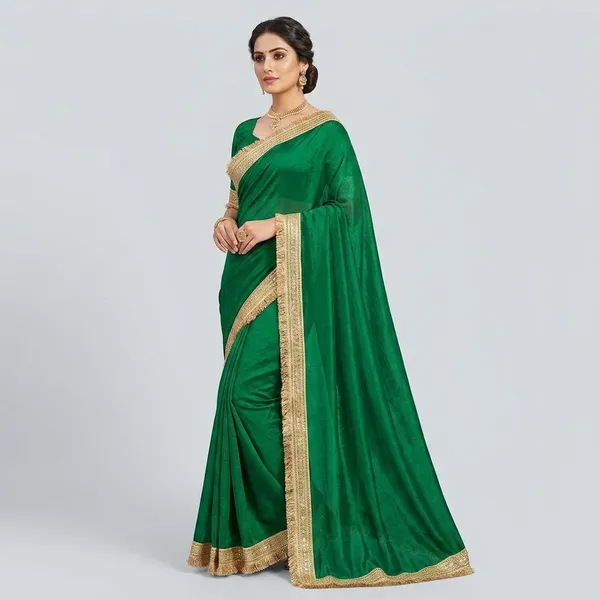 Green_Fandy_Satin_Silk_Saree_For_Women