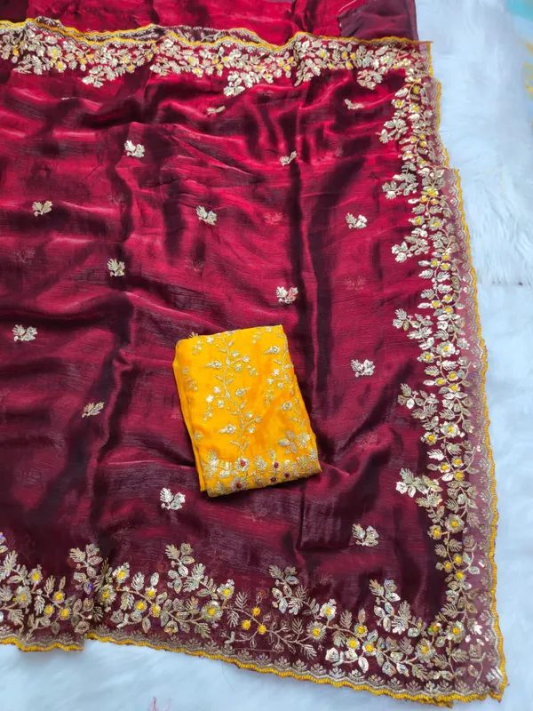 Maroon_Fandy_Satin_Silk_Saree_For_Women