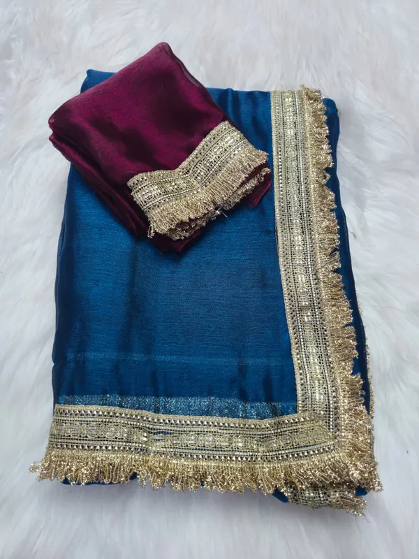 Blue_Fandy_Satin_Silk_Saree_For_Women