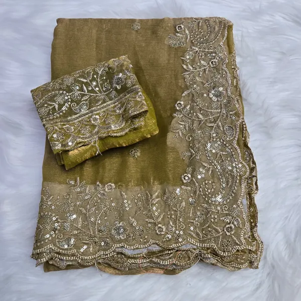 Olive_Green_Fandy_Satin_Silk_Saree_For_Women