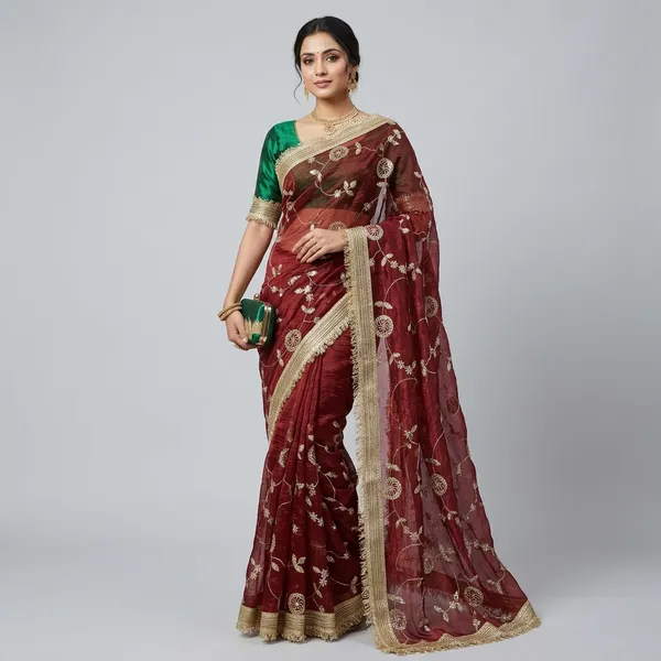 Maroon_Fandy_Satin_Silk_Saree_For_Women