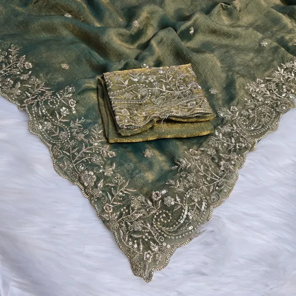 Olive_Green_Fandy_Satin_Silk_Saree_For_Women