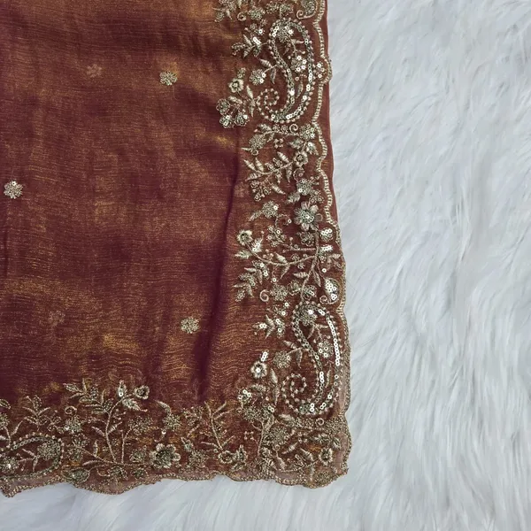 Brown_Fandy_Satin_Silk_Saree_For_Women