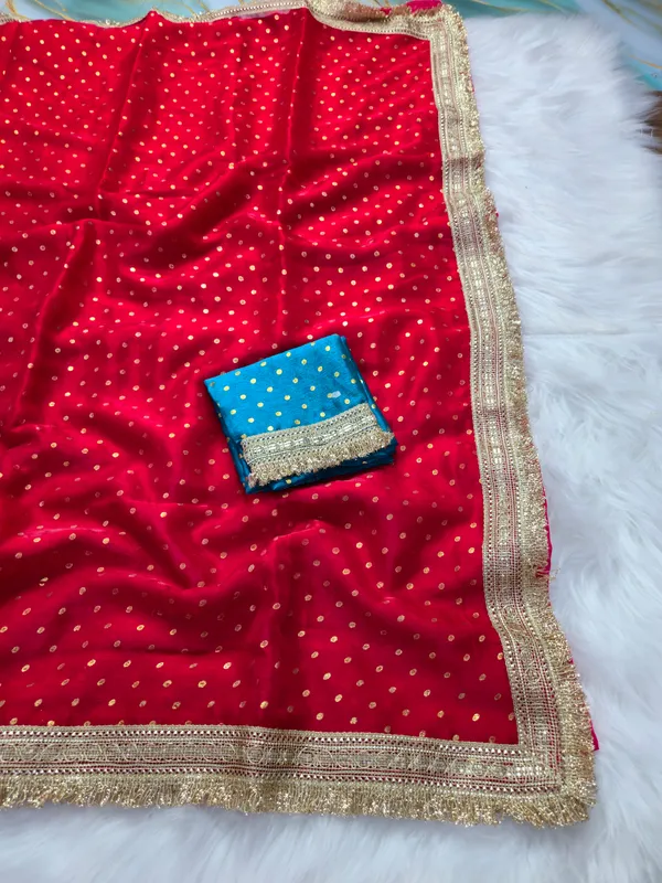 Red_&_Blue_Fandy_Satin_Silk_Saree_For_Women