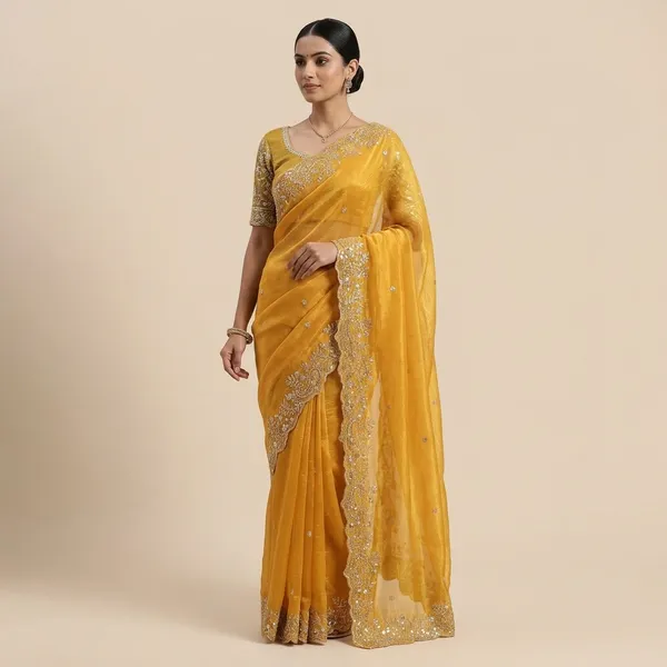 Yellow_Fandy_Satin_Silk_Saree_For_Women