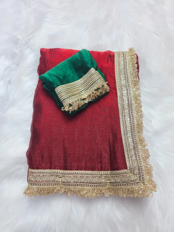 Red_Fandy_Satin_Silk_Saree_For_Women