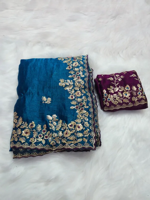 Blue_Fandy_Satin_Silk_Saree_For_Women