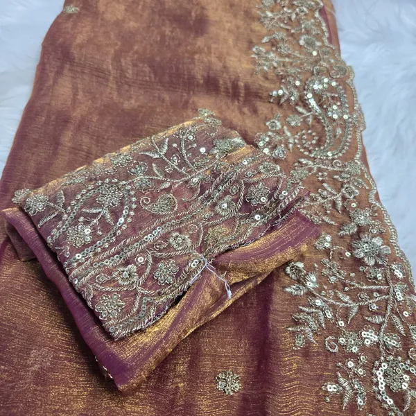 Brown_Fandy_Satin_Silk_Saree_For_Women
